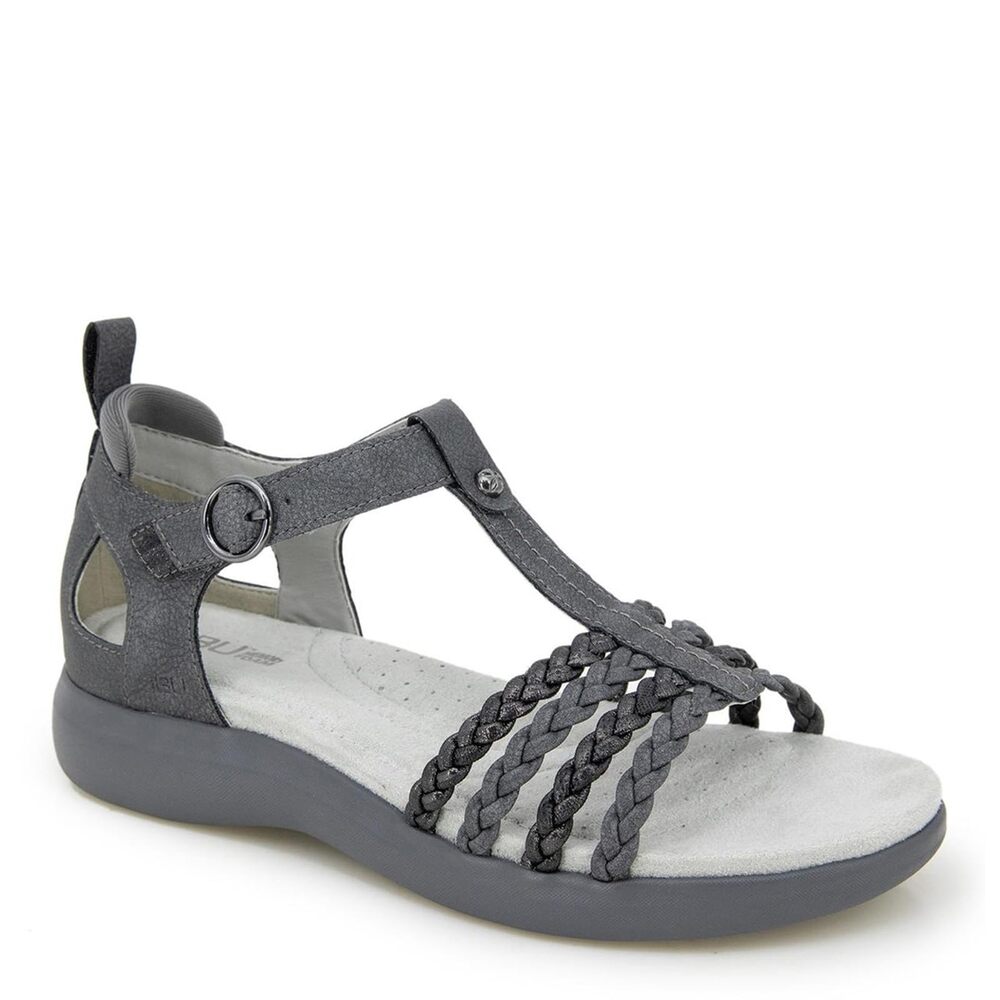 NWT Jambu JBU Women's Prague Flat Sandal - Charcoal/Black, Size 11